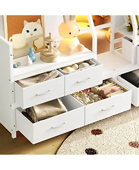 Streamdale Furniture Low Loft Bed with Multi-Storage, Shelves, and Fabric Drawers