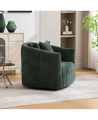 Streamdale Furniture Upholstered 0degree Swivel Barrel Chair and Half with Pillows