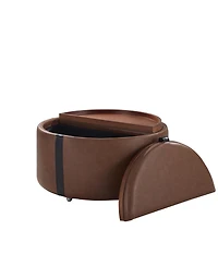 Streamdale Furniture 29" Round Storage Ottoman with Reversible Lids and Caster Wheels