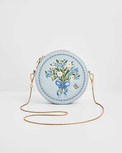 Fable England Women's Floral Posy Embroidered Circle Bag
