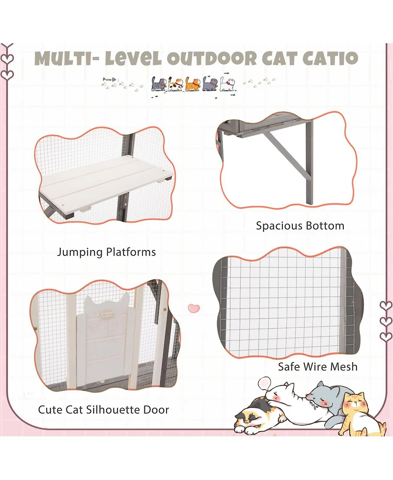 Streamdale Furniture Outdoor Catio Enclosure with Platforms for 1-3 Cats