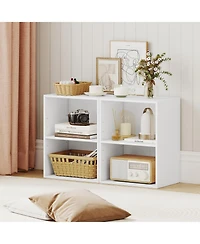 Gymax 2 Piece 2-Cube Bookcase Floor Standing Open Bookshelf with 5-Position Adjustable Shelf
