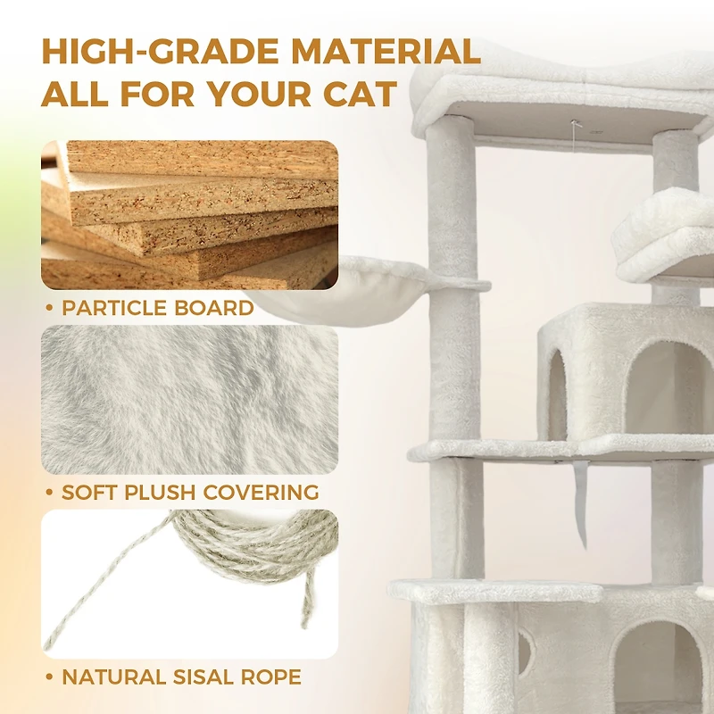 Streamdale Furniture 68in Multi-Level Cat Tree with Hammocks, Cave