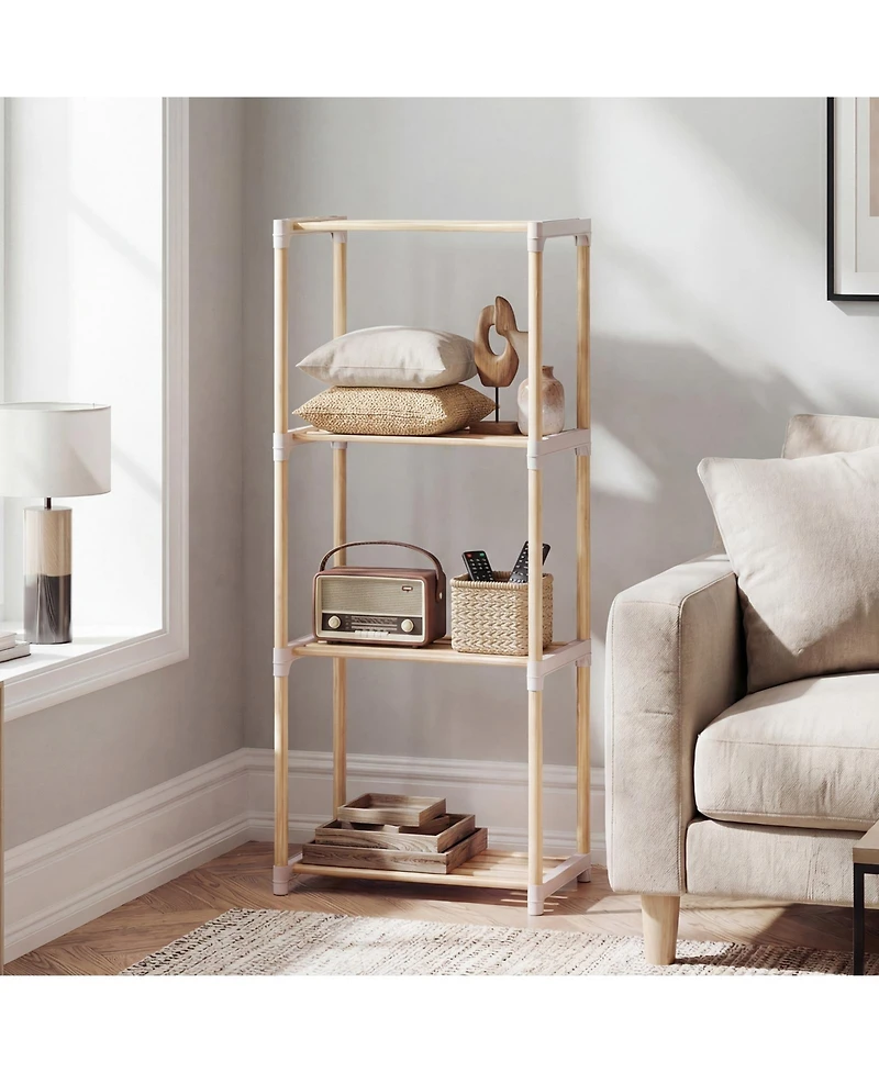 Gymax 2 Piece 4-Tier Bookshelf with Open Shelves Freestanding Storage Organizer for Home