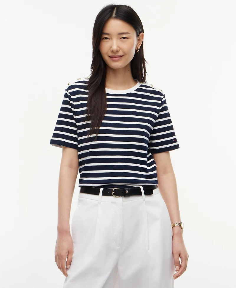 Tommy Hilfiger Women's Ribbed Boxy Crewneck T-Shirt