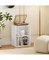 Gymax 2-Cube Bookcase Floor Standing Open Bookshelf with 5-Position Adjustable Shelf