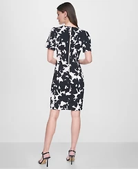 Dkny Women's Flutter-Sleeve Printed Dress