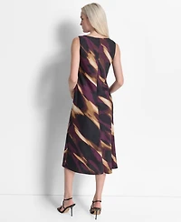 Dkny Women's Printed Cowl Neck Midi Dress