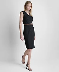 Dkny Women's V-Neck Belted Midi Dress