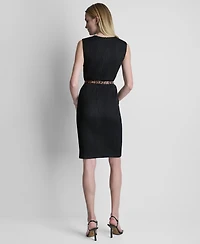 Dkny Women's V-Neck Belted Midi Dress