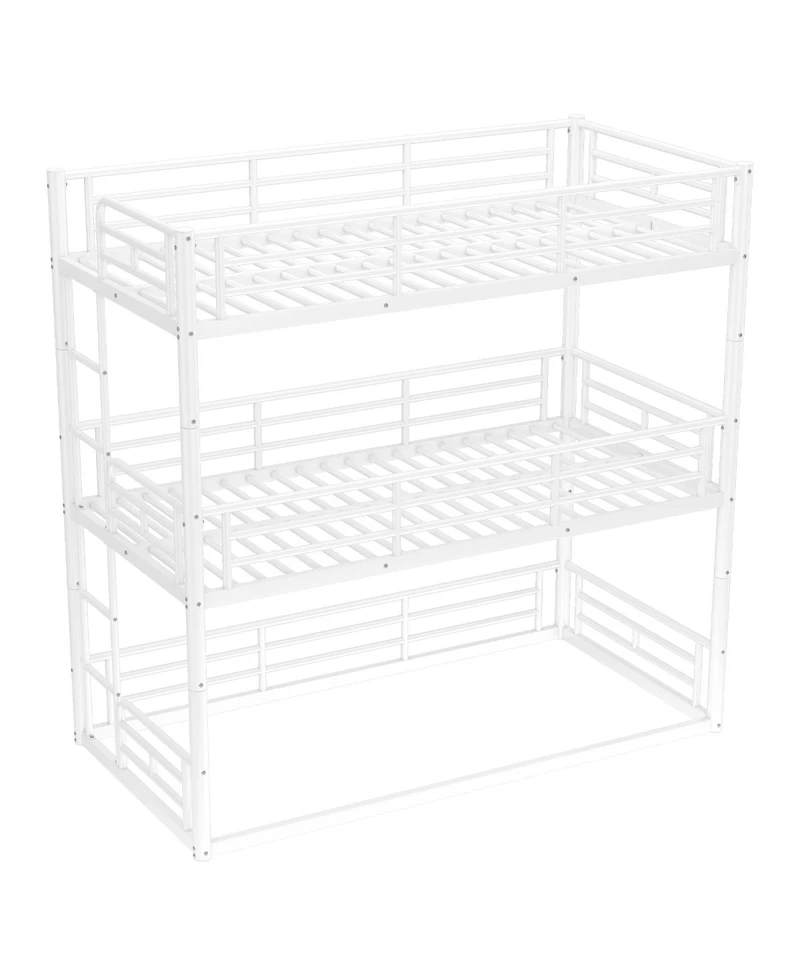 Streamdale Furniture Triple Twin Metal Bunk Bed with Safety Guardrails