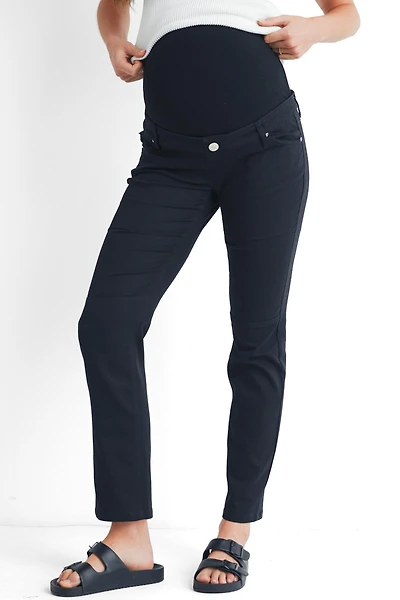 Hello Miz Maternity Straight Leg Pants with Over the Belly Panel and Pockets