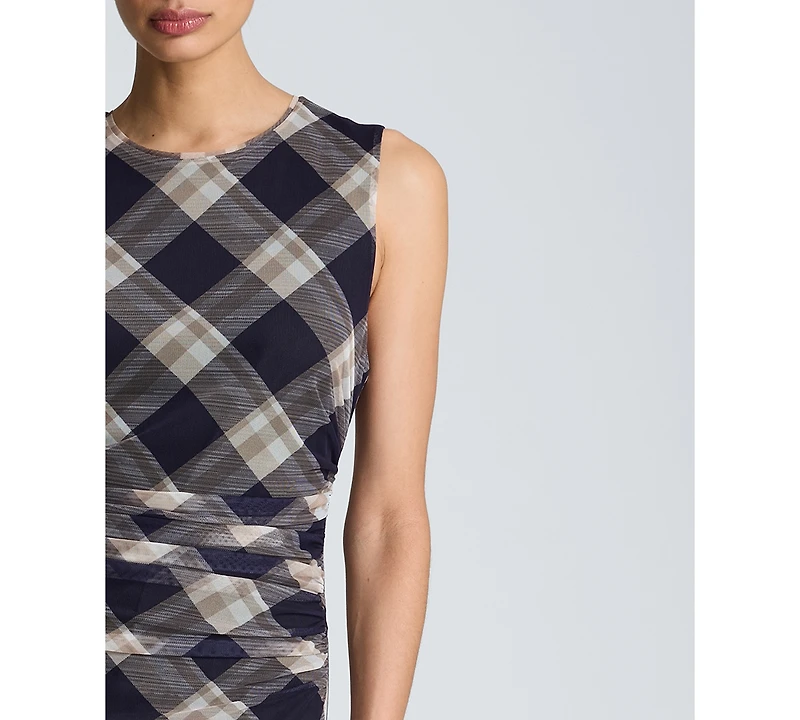 Kenneth Cole Women's Sleeveless Side Ruched Midi Dress
