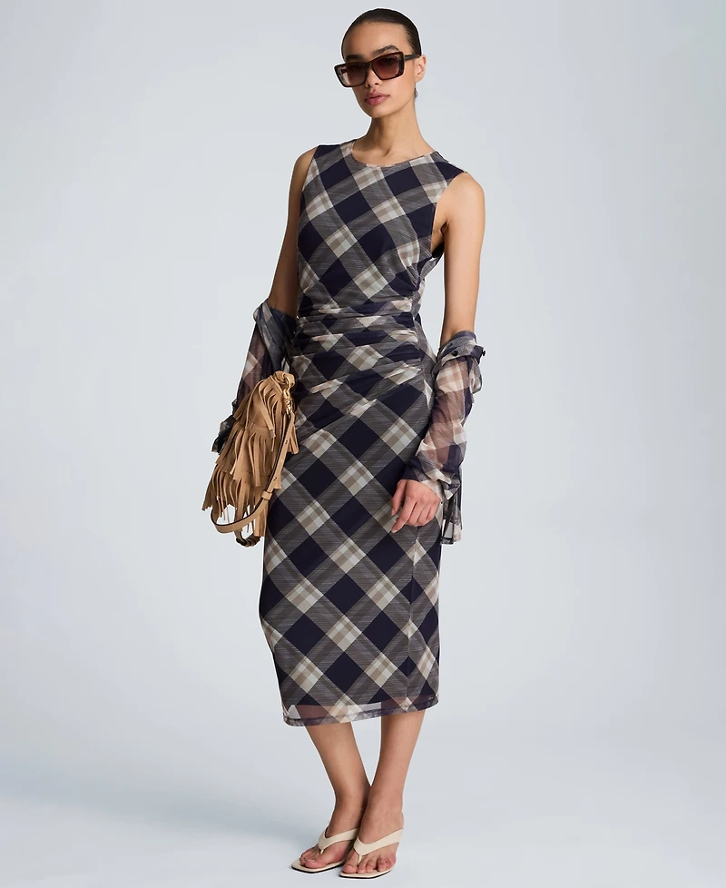 Kenneth Cole Women's Sleeveless Side Ruched Midi Dress