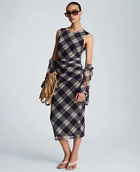 Kenneth Cole Women's Sleeveless Side Ruched Midi Dress
