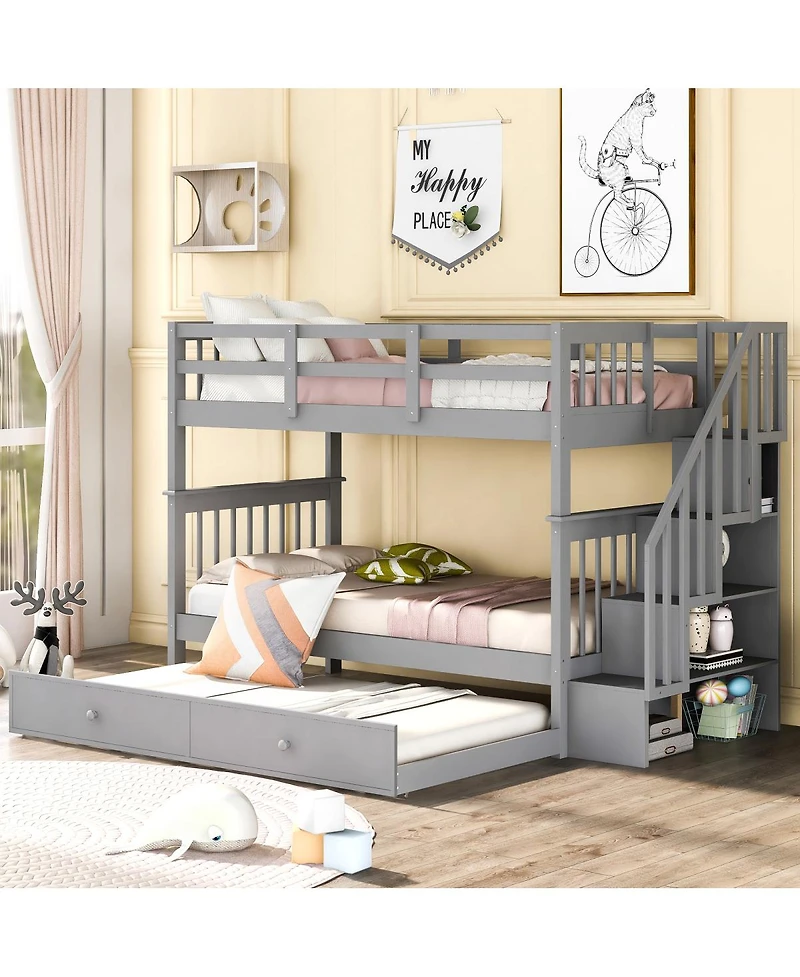 Streamdale Furniture Stairway Bunk Bed with Trundle
