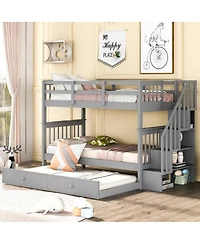 Streamdale Furniture Stairway Bunk Bed with Trundle