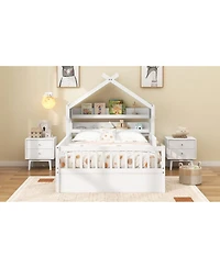 Streamdale Furniture Full Size Wooden House Bed with Storage Headboard Shelf