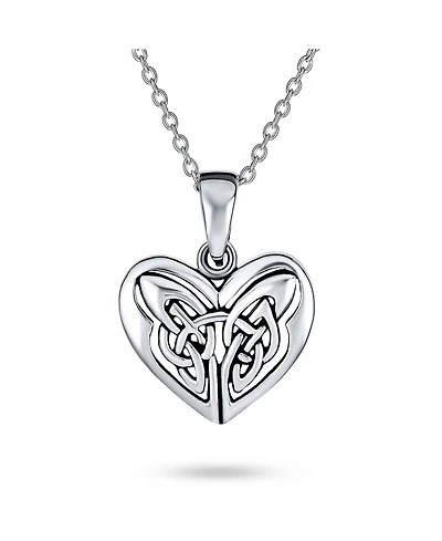 Bling Jewelry Butterfly Heart Pendant Necklace Celtic Triquetra Love Knot Oxidized .925 Sterling Silver