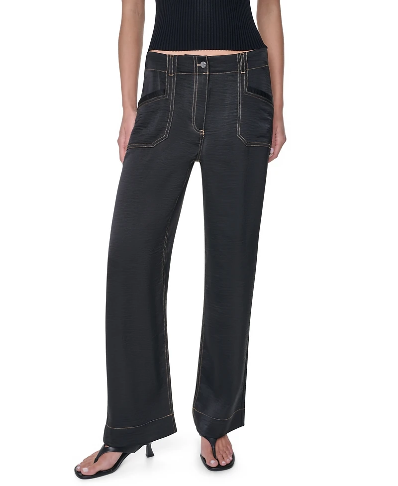 Dkny Women's Straight-Leg Top Stitch Pants