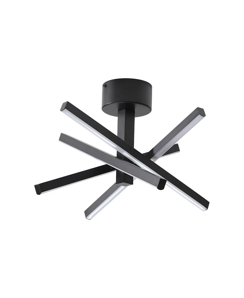 Midola 12 Inch Modern Led Ceiling Light, Geometric Starburst Design with Black Finish for Living Room, Bedroom, and Hallways