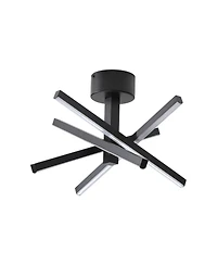 Midola 12 Inch Modern Led Ceiling Light, Geometric Starburst Design with Black Finish for Living Room, Bedroom, and Hallways