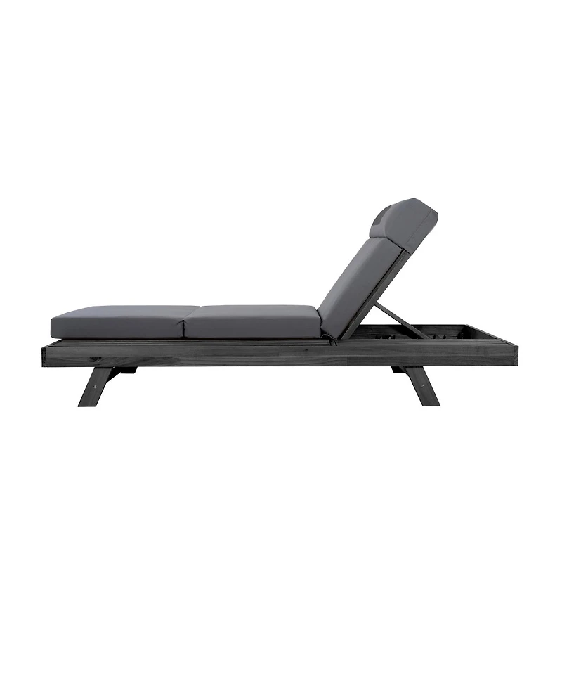 Streamdale Furniture Acacia Wood Lounge Chaise Set with Water-Resistant Cushions
