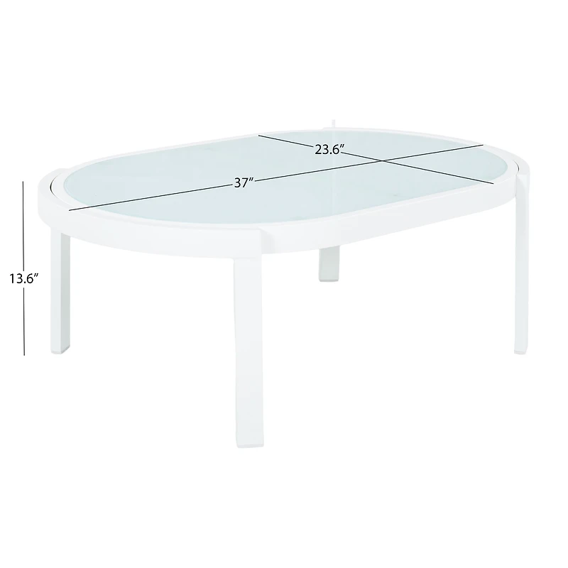 Streamdale Furniture Modern Oval Outdoor Coffee Table with Tempered Glass Top