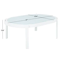 Streamdale Furniture Modern Oval Outdoor Coffee Table with Tempered Glass Top