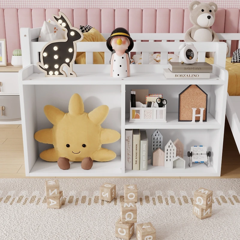 Streamdale Furniture Twin Low Loft Bed with Slide and Movable Bookshelf