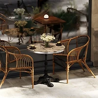 Streamdale Furniture Marble-Look Sintered Stone Square Bistro Table with Cast Iron Base