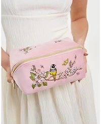 Fable England Love Velvet Embroidered Comestic Pouch