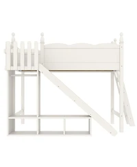 Streamdale Furniture Solid Wood Loft Bed with Storage, Wardrobe, and Slide