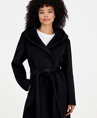 Steve Madden Women's Hooded Tie-Belt Wrap Coat