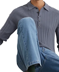 Reiss Men's Dillingham Wide-Ribbed Half-Button Polo Sweater