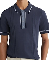 Reiss Men's Rothwell Tipped Half-Button Knitted Polo Shirt