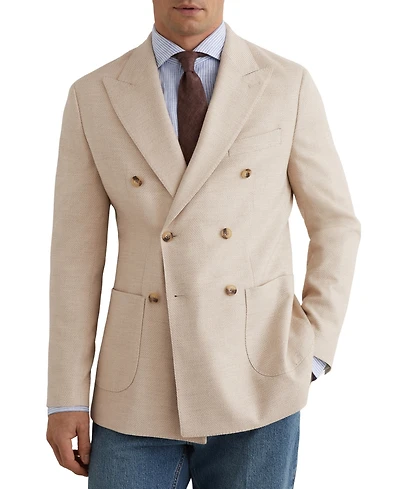 Reiss Men's ManciTailored-Fit Double-Breasted Herringbone Blazer
