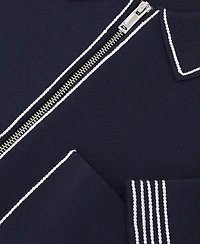 Reiss Men's Blake Stitch-Detail Zip-Through Knit Shirt