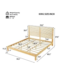 Streamdale Furniture Premium Solid Wood King Bed Frame with Headboard