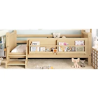 Streamdale Furniture Twin Size Floor Bed with Storage Bookcases and Stairs