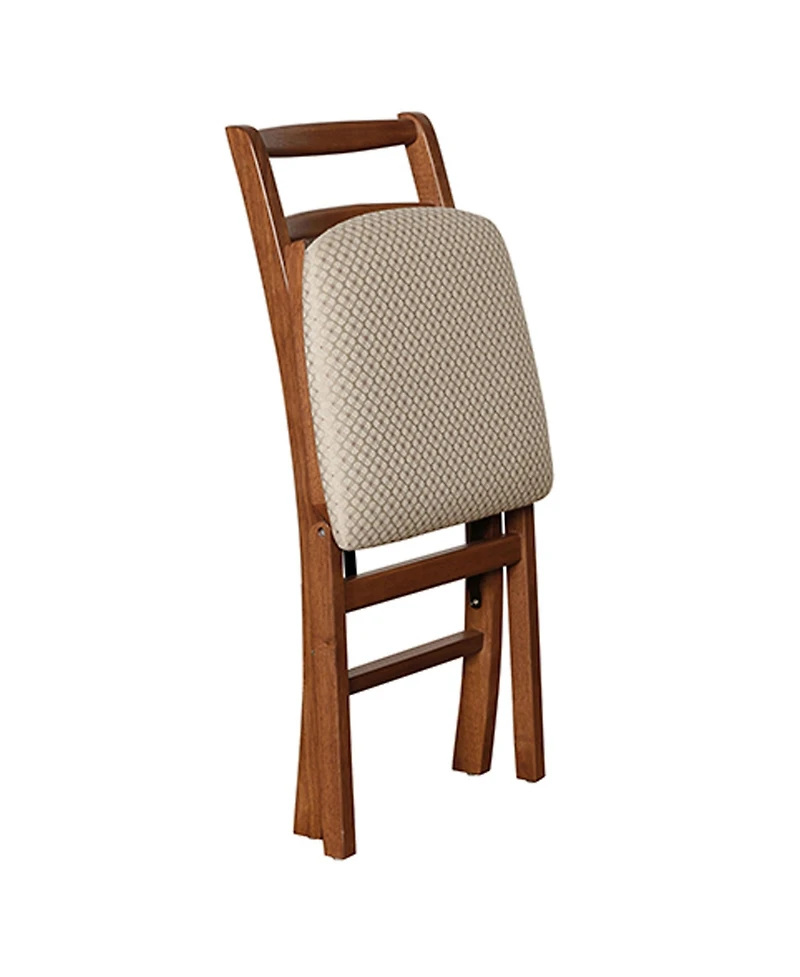 Meco Stakmore Shaker Ladderback Upholstered Seat Folding Chairs, Cherry (2 Pack)