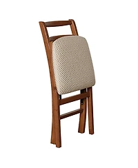 Meco Stakmore Shaker Ladderback Upholstered Seat Folding Chairs, Cherry (2 Pack)