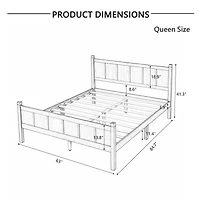Streamdale Furniture Minimalist Queen Flat Panel Platform Bed with Wood Grain Finish