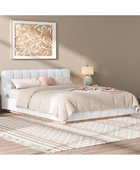 Streamdale Furniture Queen Size Boucle Upholstered Platform Bed Frame