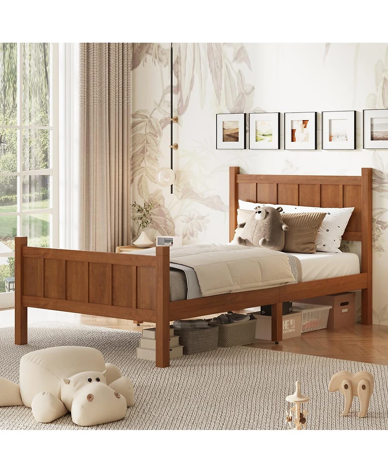 Streamdale Furniture Twin Size Minimalist Modern Platform Bed with Headboard and Footboard