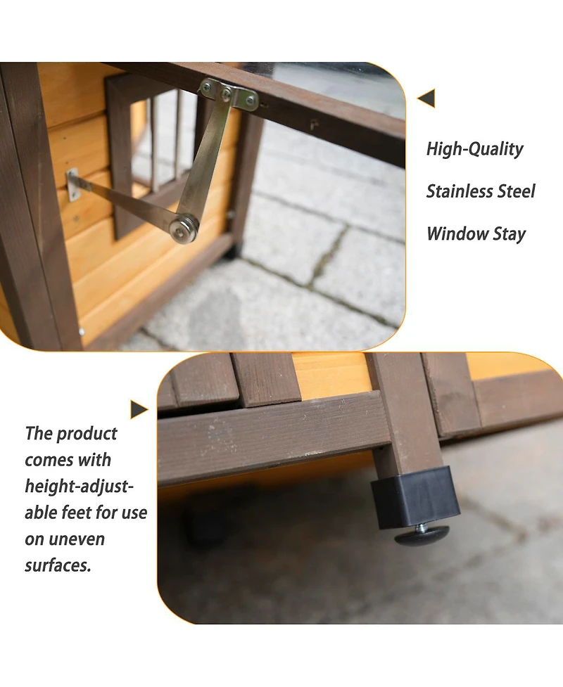 Streamdale Furniture Solid Wood Dog House: Cozy, Insulated Outdoor Shelter for Small and Medium Dogs