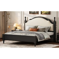 Streamdale Furniture Queen Wood Platform Bed with Upholstered Headboard