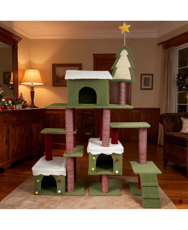 Streamdale Furniture Wide Christmas Cat Tree Tower For Indoor Cats