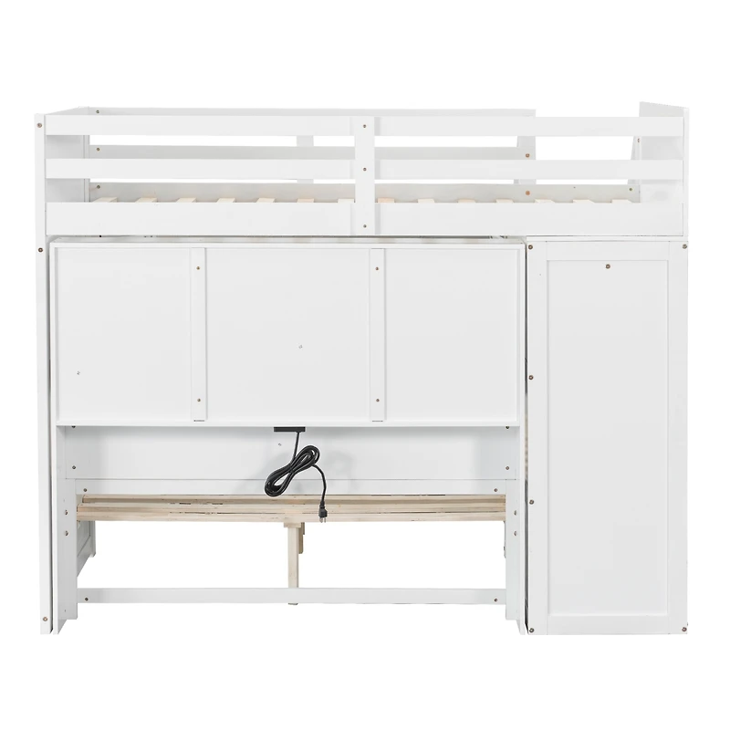 Streamdale Furniture Twin over Full Bunk Bed with Storage Stairs, Wardrobe,Usb