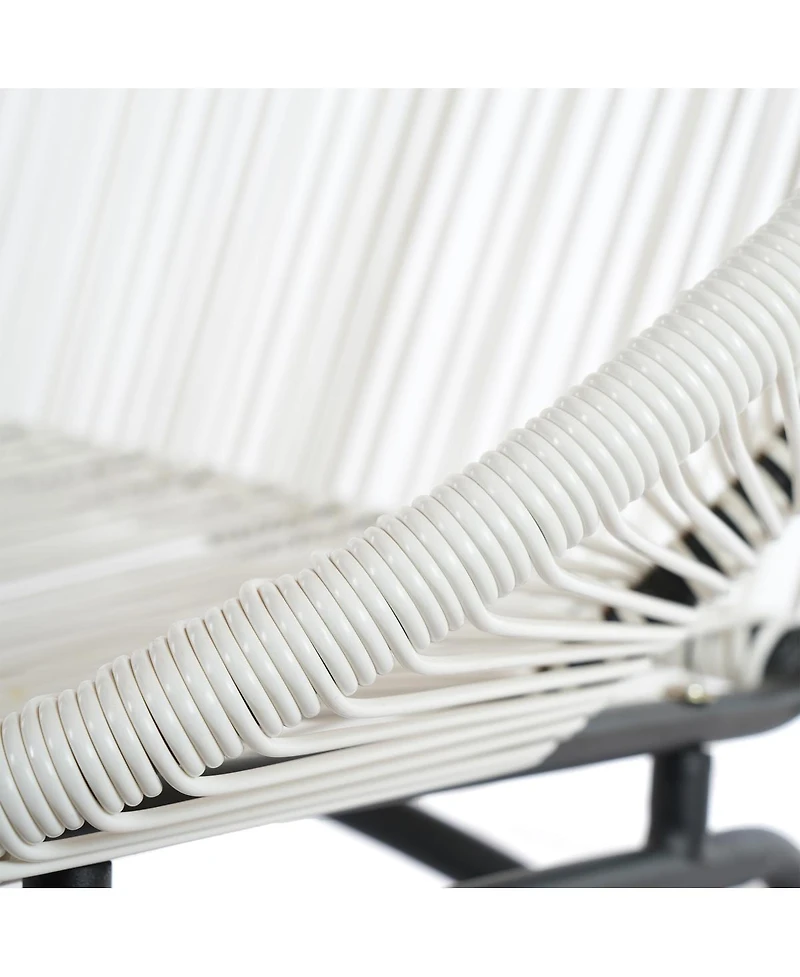 Streamdale Furniture Modern 2-Seater White Pe Rattan Loveseat with Black Iron Frame
